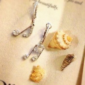 Rhinestoned Music Note Earrings